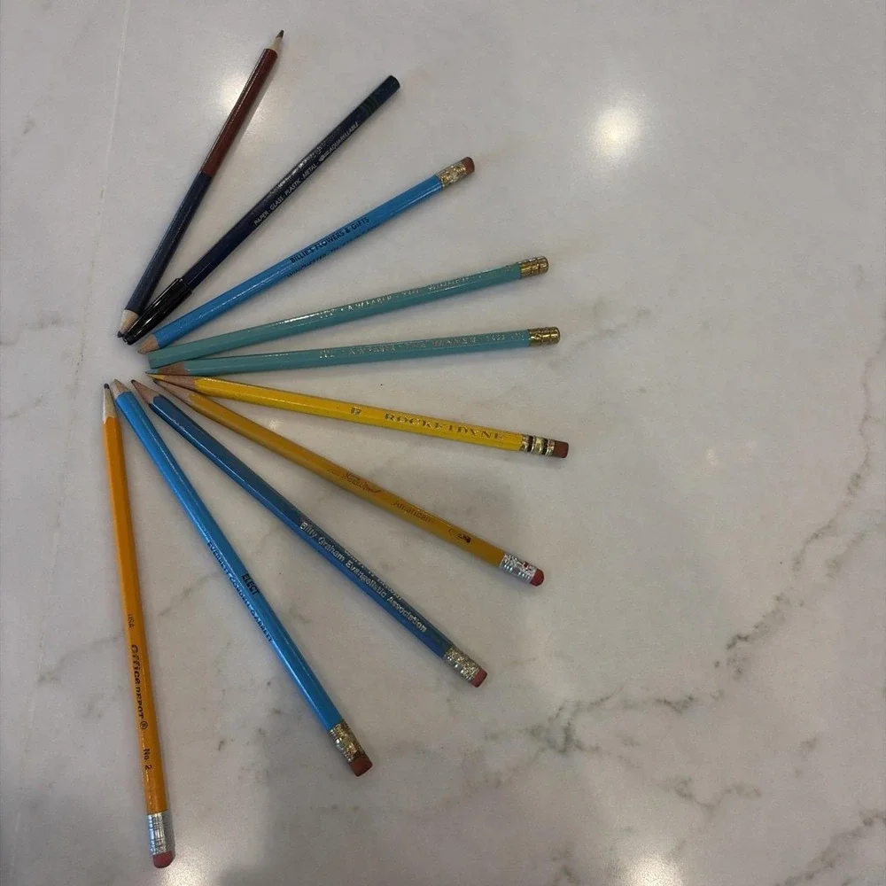 Lot 10 VTG advertising Pencils Rocketdyne Billy Graham Scholastic A.W. Faber